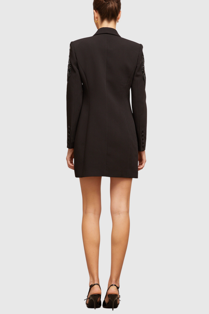 Charnita Sequin Embellished Blazer Dress - Black - Stylish black dress for special occasions | Buy Online