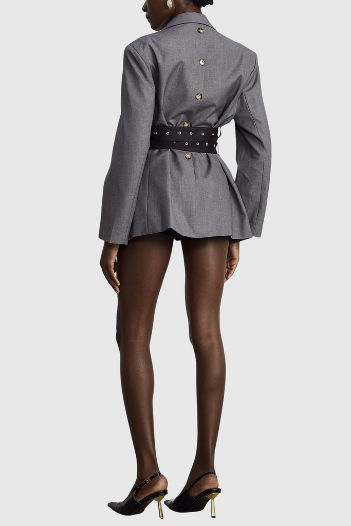 Shop  beautiful dress - Perfect for special occasions | Eairein Belte Waist Blazer - Grey