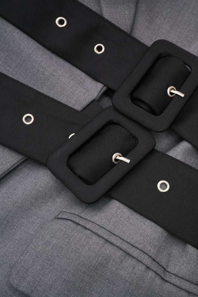 Stylish beautiful dress | Eairein Belte Waist Blazer - Grey - Ideal for special occasions