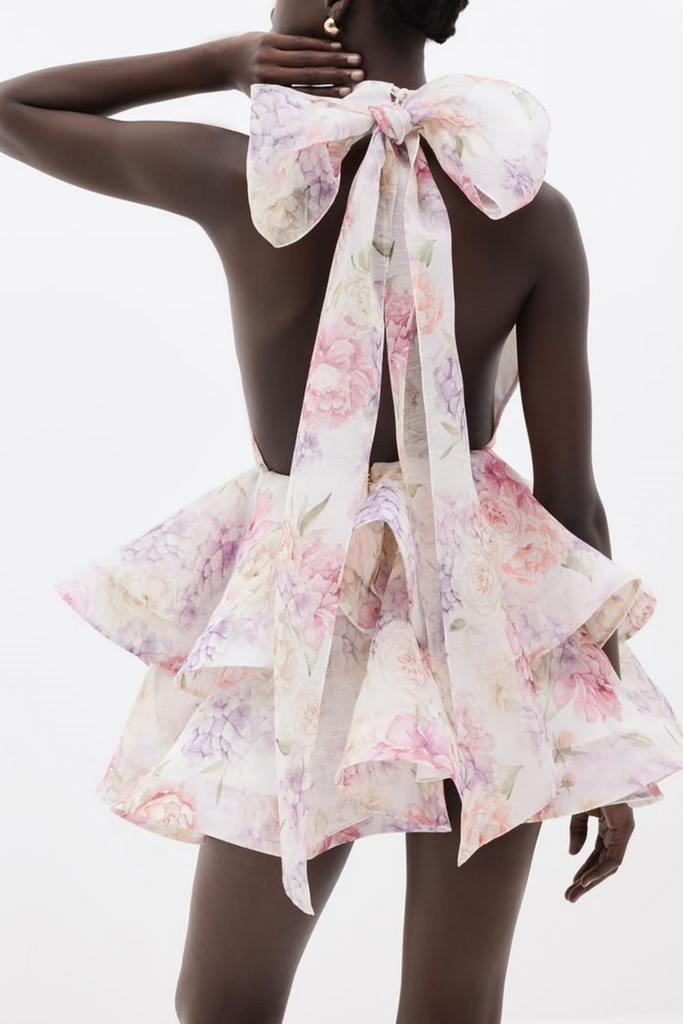 Earna Floral Print Halter Mini Dress - Stylish beautiful dress for special occasions | Buy Online