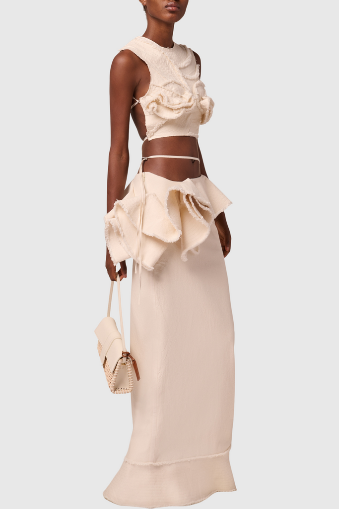 Stylish beautiful maxi | Mauder Frayed Ruffle Maxi Skirt - Ideal for special occasions