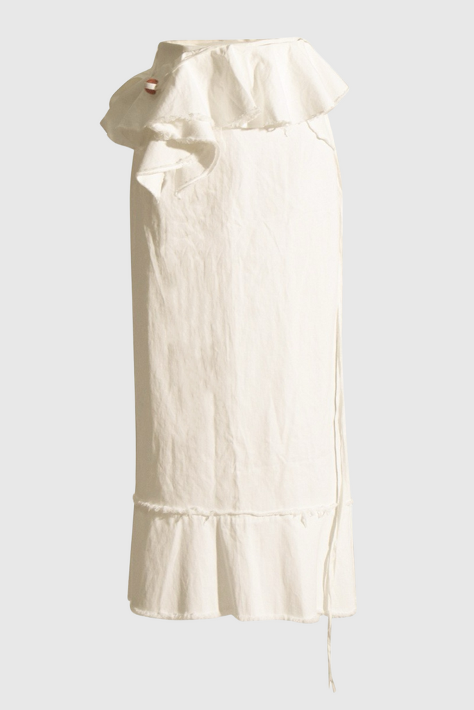 Shop  beautiful maxi - Perfect for special occasions | Mauder Frayed Ruffle Maxi Skirt