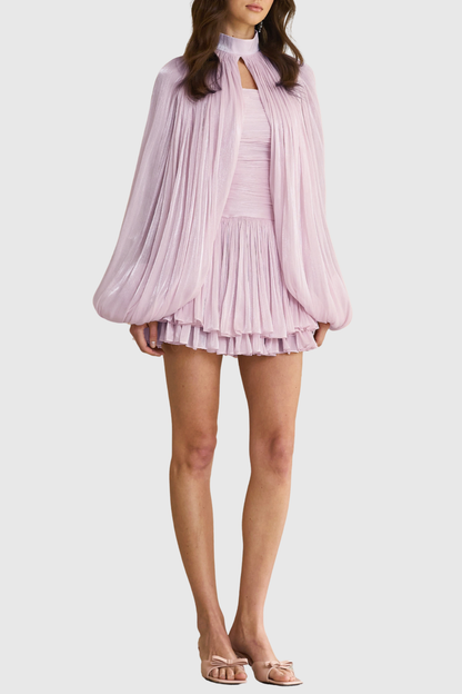 Egeria Glossy Cape & Mini Dress Set - Purple
