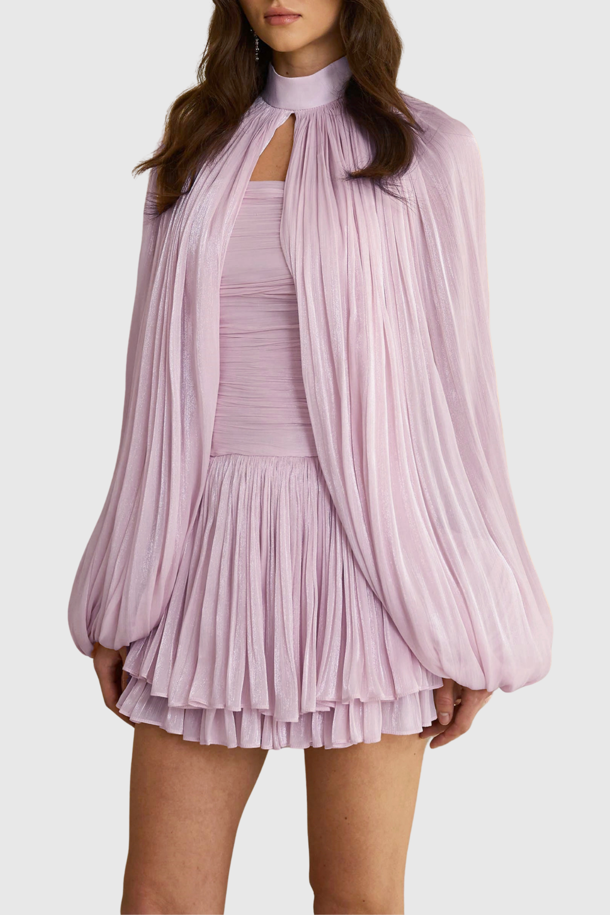 Egeria Glossy Cape & Mini Dress Set - Purple