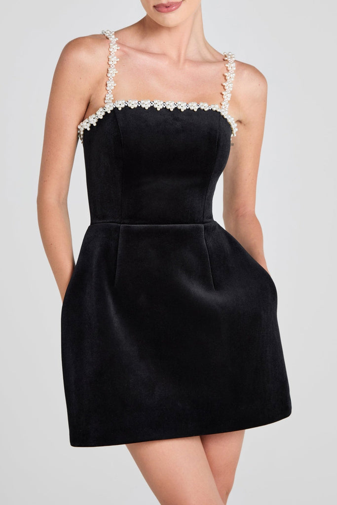 Shop  beautiful dress - Perfect for special occasions | Eiondre Pearl Embellished Mini Bandage Dress
