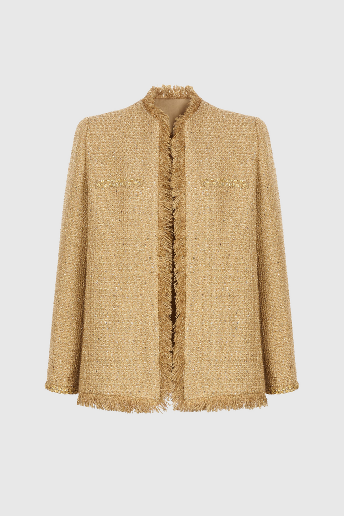 Stylish beautiful dress | Elborno Gold Sequin Embellished Jacket - Ideal for special occasions