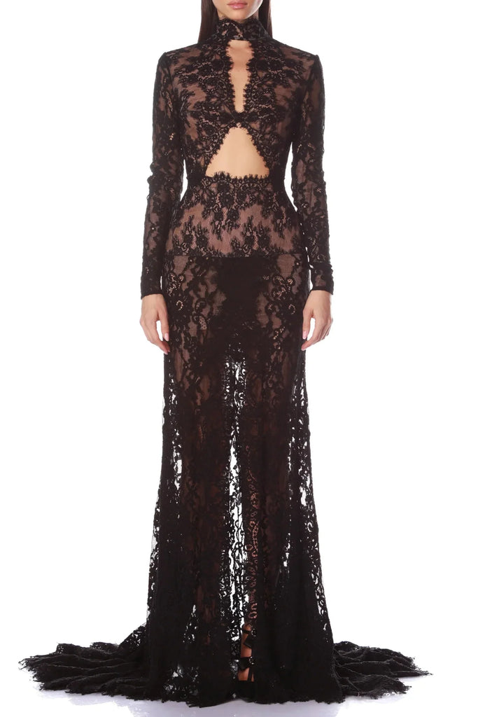 Stylish black dress | Juselius Lace Cutout Maxi Dress - Black - Ideal for special occasions