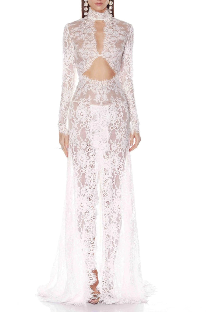 Stylish white dress | Juselius Lace Cutout Maxi Dress - White - Ideal for special occasions