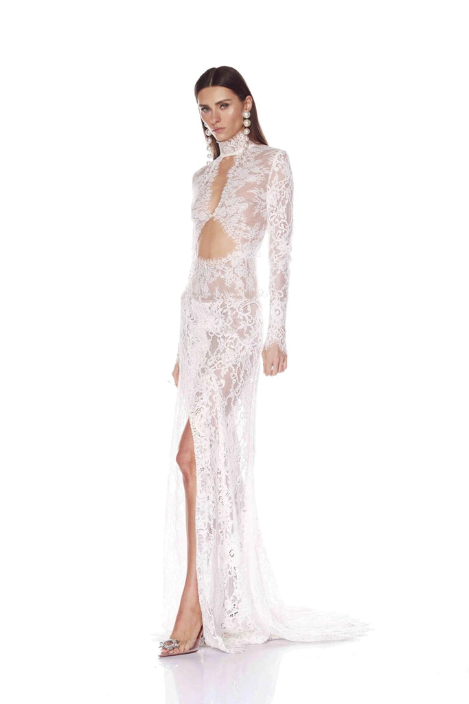 Juselius Lace Cutout Maxi Dress - White - Stylish white dress for special occasions | Buy Online