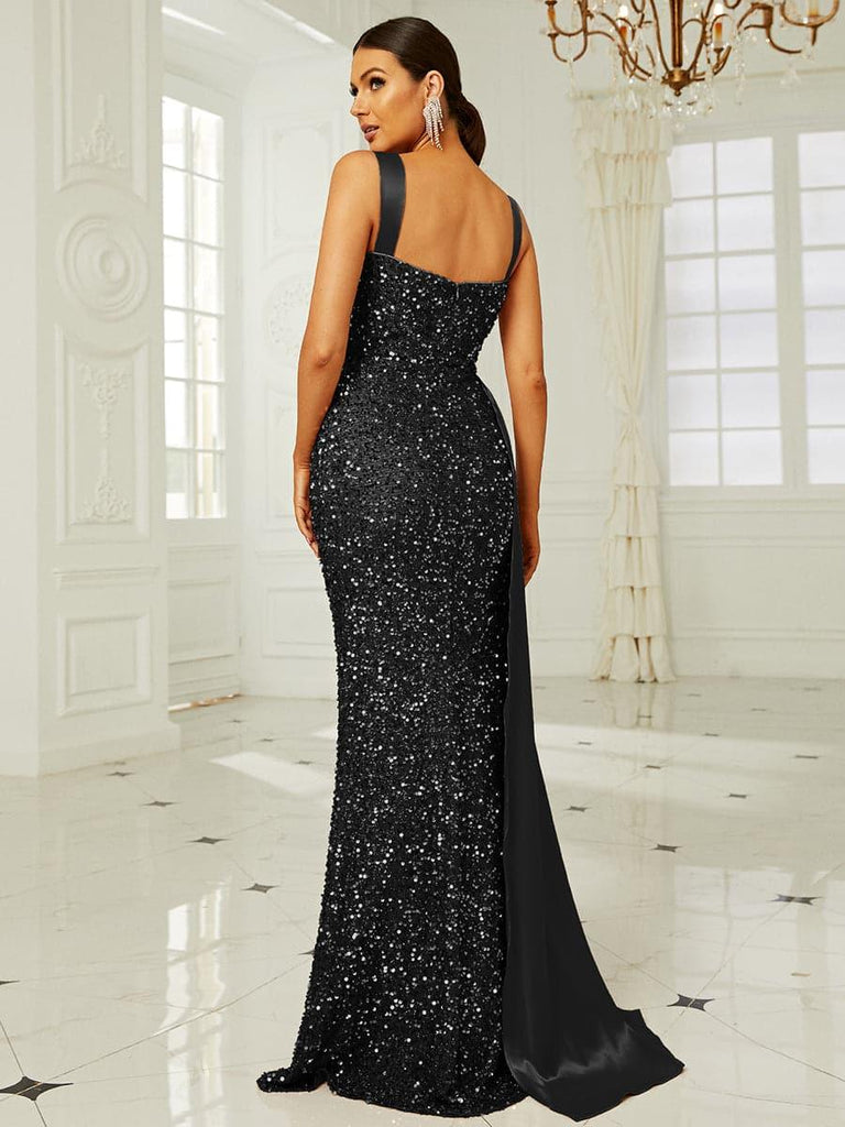 Ribbon Corset Sequin Maxi Prom Dress - Stylish beautiful dress for special occasions | Buy Online