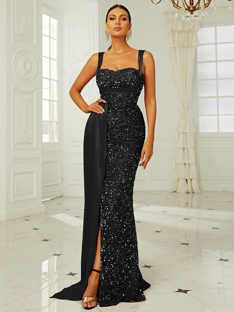 Ribbon Corset Sequin Maxi Prom Dress - Stylish beautiful dress for special occasions | Buy Online
