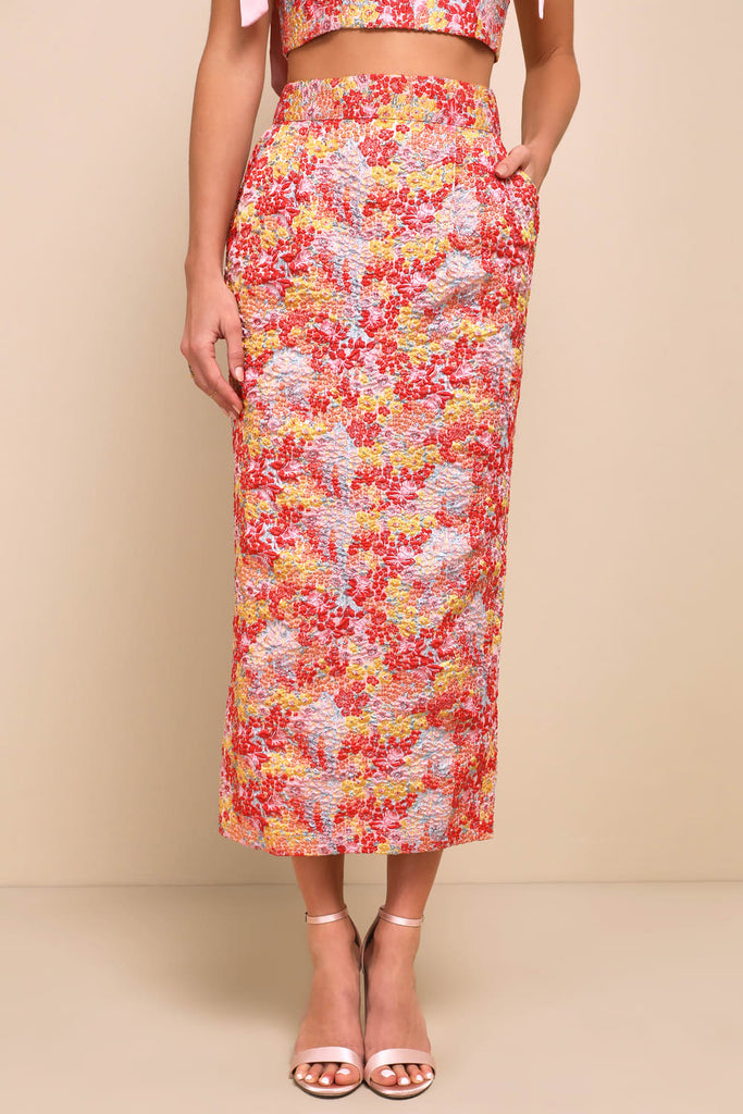 Stylish pink dress | Pink Multi Metallic Tie-Strap Two-Piece Midi Dress - Ideal for special occasions