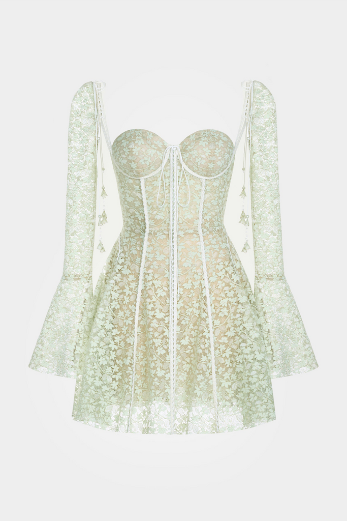 Emani Floral Lace Corset Mini Dress - Mint - Stylish beautiful dress for special occasions | Buy Online