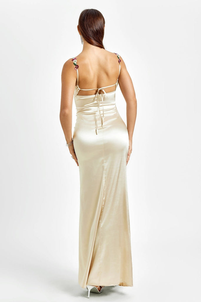 Shop  beautiful dress - Perfect for special occasions | Embellished Strap Tie Back Satin Bodycon Dress