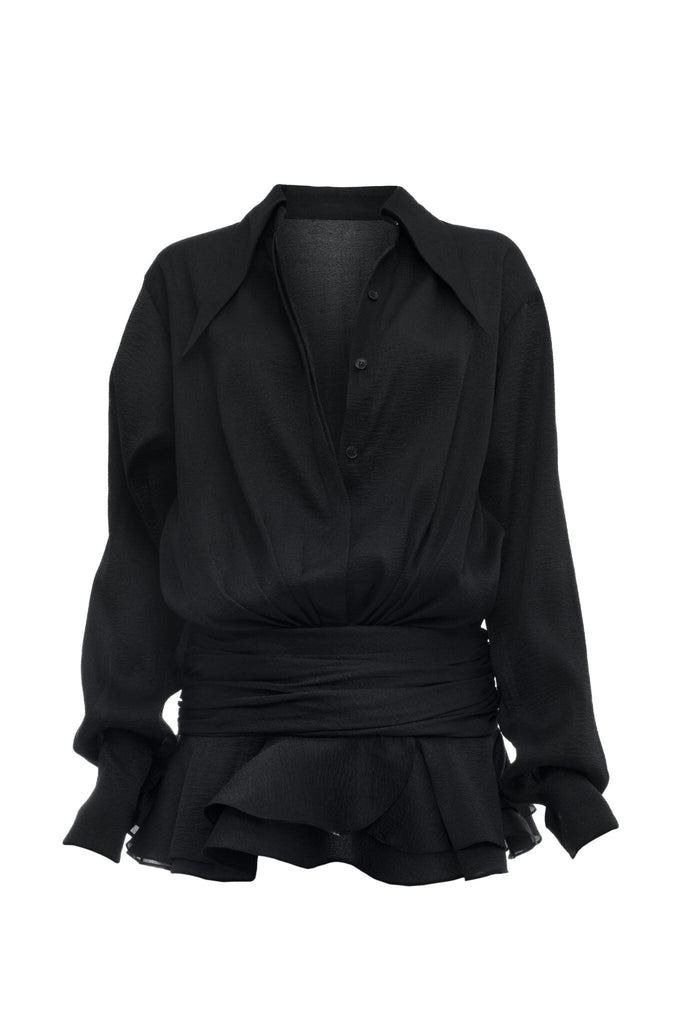 Shop  black dress - Perfect for special occasions | Ember Ruched Ruffle Mini Dress - Black