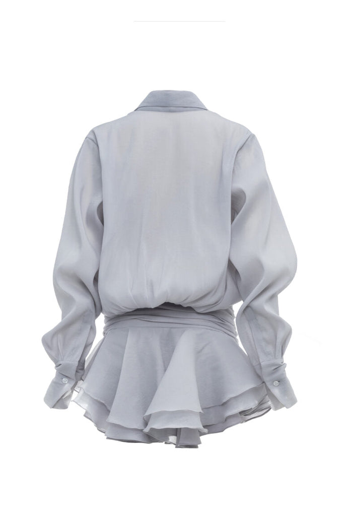 Stylish blue dress | Ember Ruched Ruffle Mini Dress - Blue - Ideal for special occasions