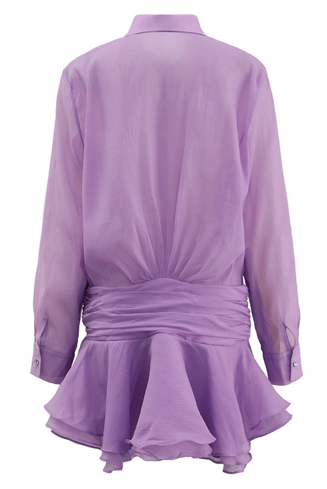 Ember Ruched Ruffle Mini Dress - Purple - Stylish purple dress for special occasions | Buy Online