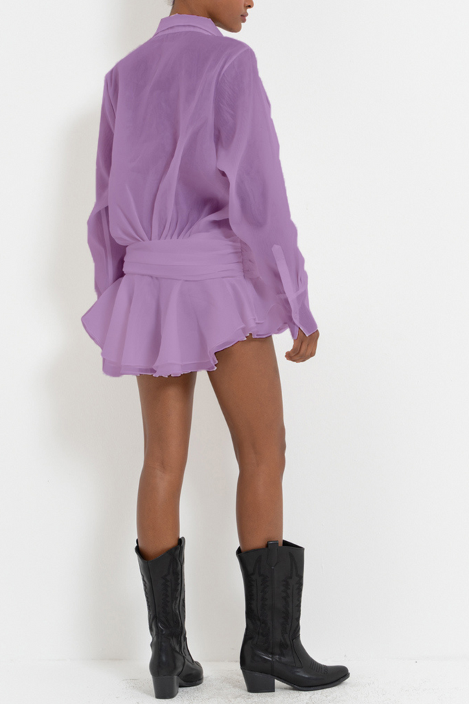 Stylish purple dress | Ember Ruched Ruffle Mini Dress - Purple - Ideal for special occasions