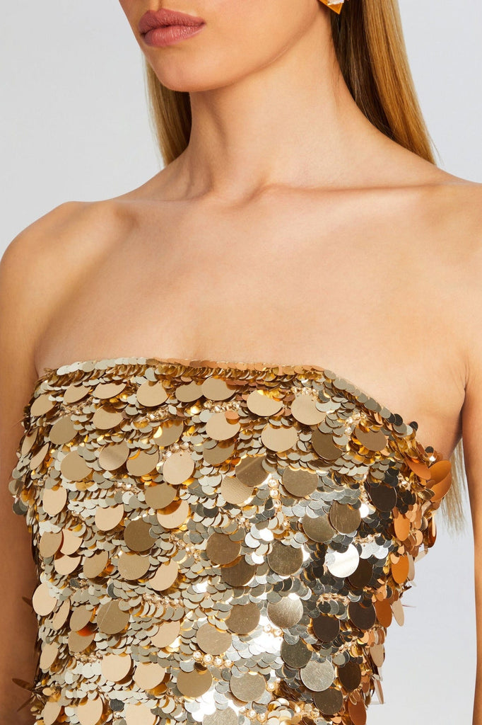 Stylish beautiful dress | Emerson Strapless Sequin Mini Dress - Gold - Ideal for special occasions