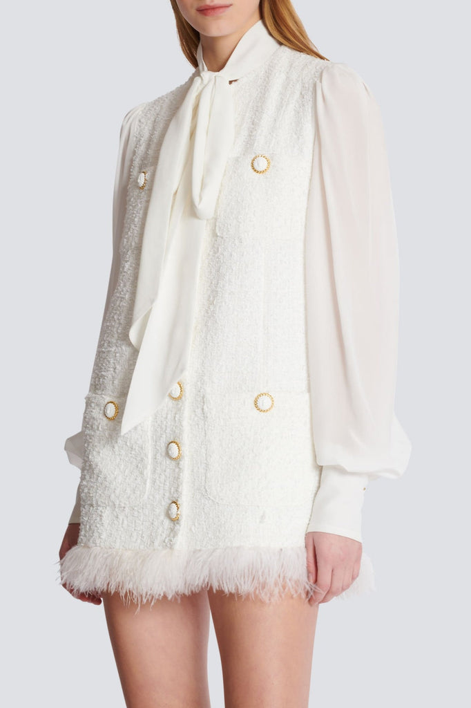 Shop  beautiful dress - Perfect for special occasions | Enid Bow-detail Tweed Mini Dress