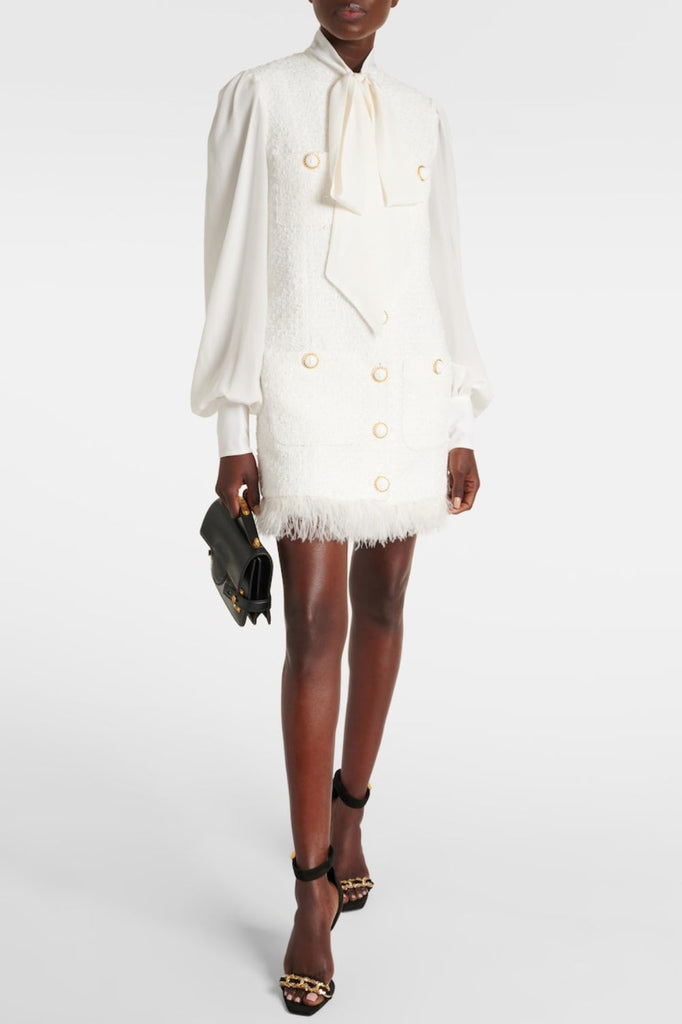 Shop  beautiful dress - Perfect for special occasions | Enid Bow-detail Tweed Mini Dress