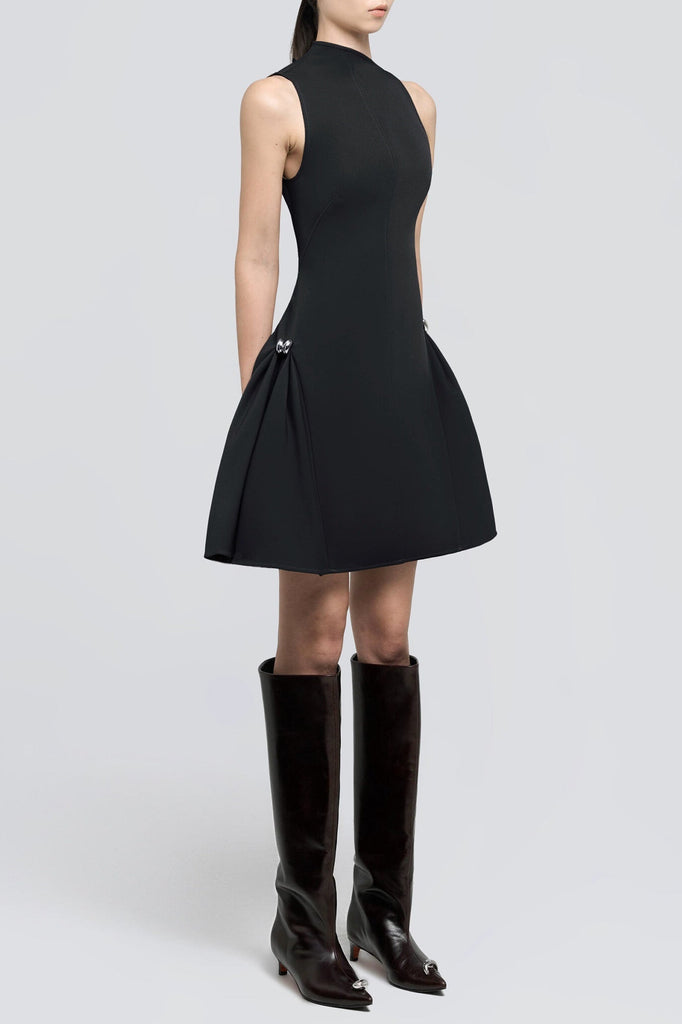 Eorkone Symmetric Draped Mini Dress - Black - Stylish black dress for special occasions | Buy Online