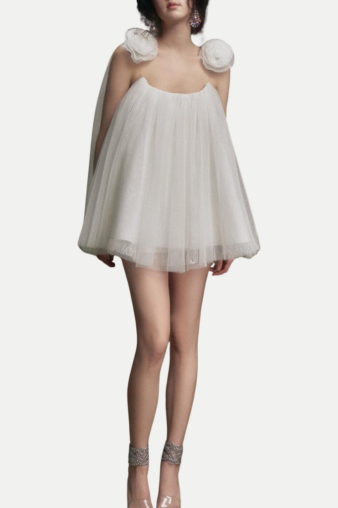 Eorland Floral Chiffon Ruched Mini Dress - Stylish beautiful dress for special occasions | Buy Online