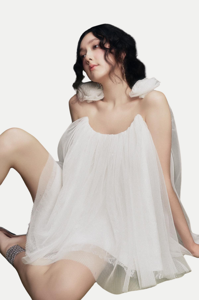 Eorland Floral Chiffon Ruched Mini Dress - Stylish beautiful dress for special occasions | Buy Online