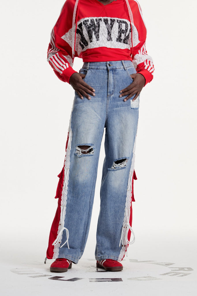 Shop  beautiful dress - Perfect for special occasions | Erica Deconstruct Stripe Ripped Jeans