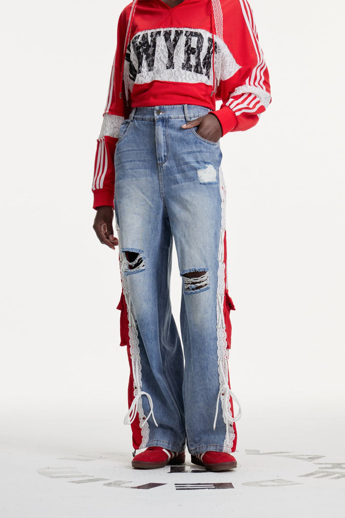 Shop  beautiful dress - Perfect for special occasions | Erica Deconstruct Stripe Ripped Jeans