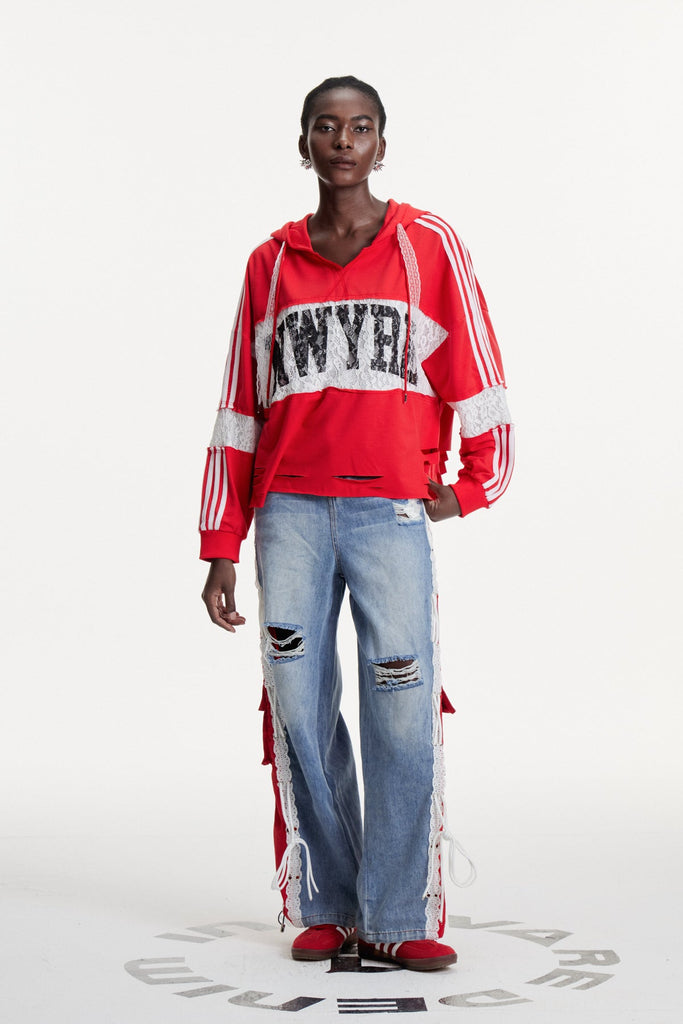 Shop  beautiful dress - Perfect for special occasions | Erica Deconstruct Stripe Ripped Jeans