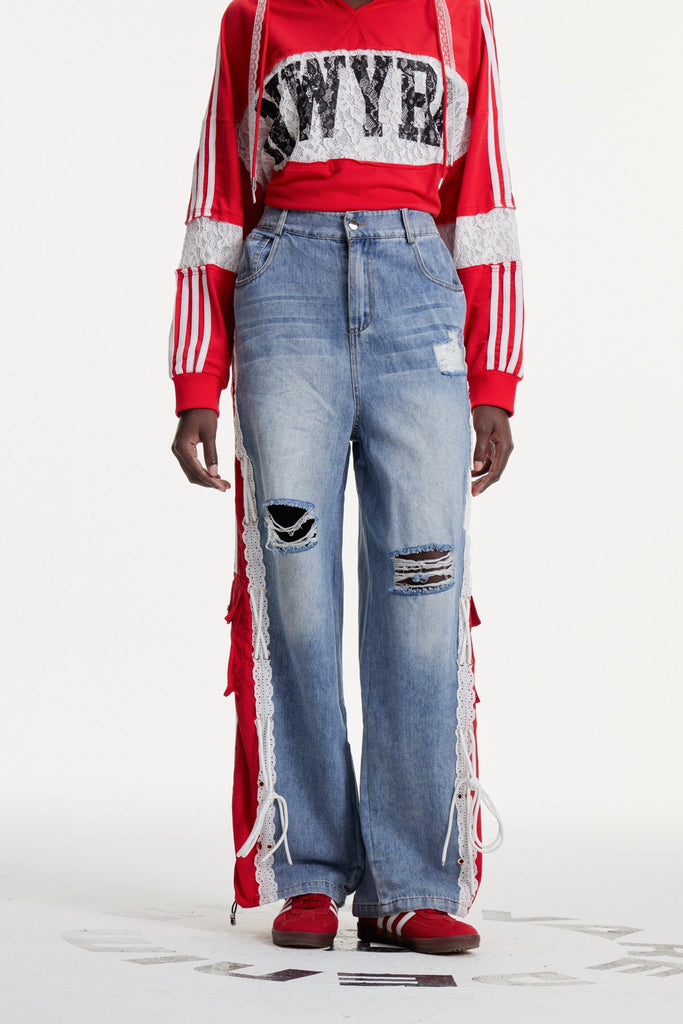 Shop  beautiful dress - Perfect for special occasions | Erica Deconstruct Stripe Ripped Jeans