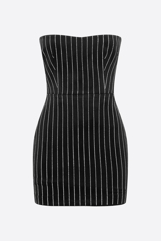 Stylish beautiful dress | Erlina Crystal Pinstripe Strapless Mini Dress - Ideal for special occasions
