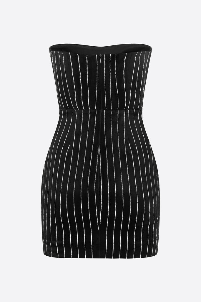 Stylish beautiful dress | Erlina Crystal Pinstripe Strapless Mini Dress - Ideal for special occasions
