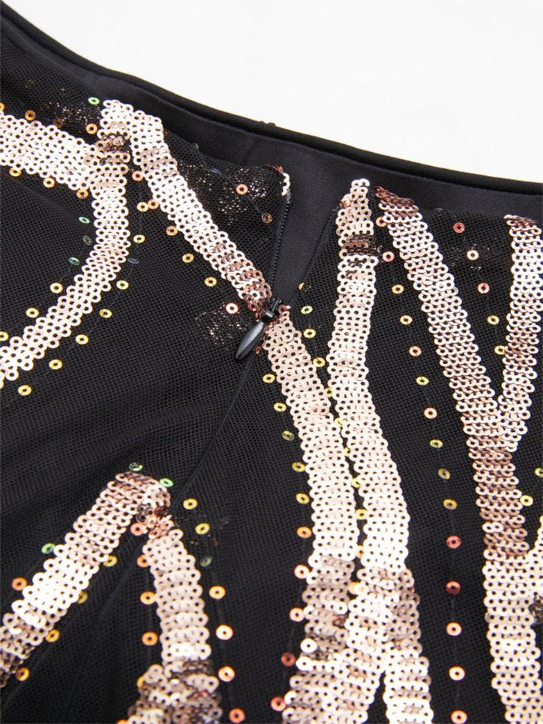 A-Line Long Sleeve Sequin Black Dress - Stylish black dress for special occasions | Buy Online