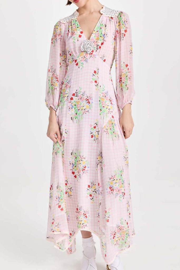 FLORAL PRINT MIDI DRESS IN PINK - Stylish pink dress for special occasions | Buy Online