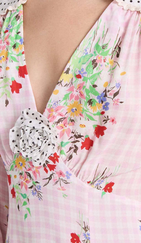 Stylish pink dress | FLORAL PRINT MIDI DRESS IN PINK - Ideal for special occasions