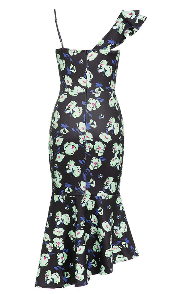 FLORAL PRINT RUFFLES MIDI DRESS - Stylish beautiful dress for special occasions | Buy Online