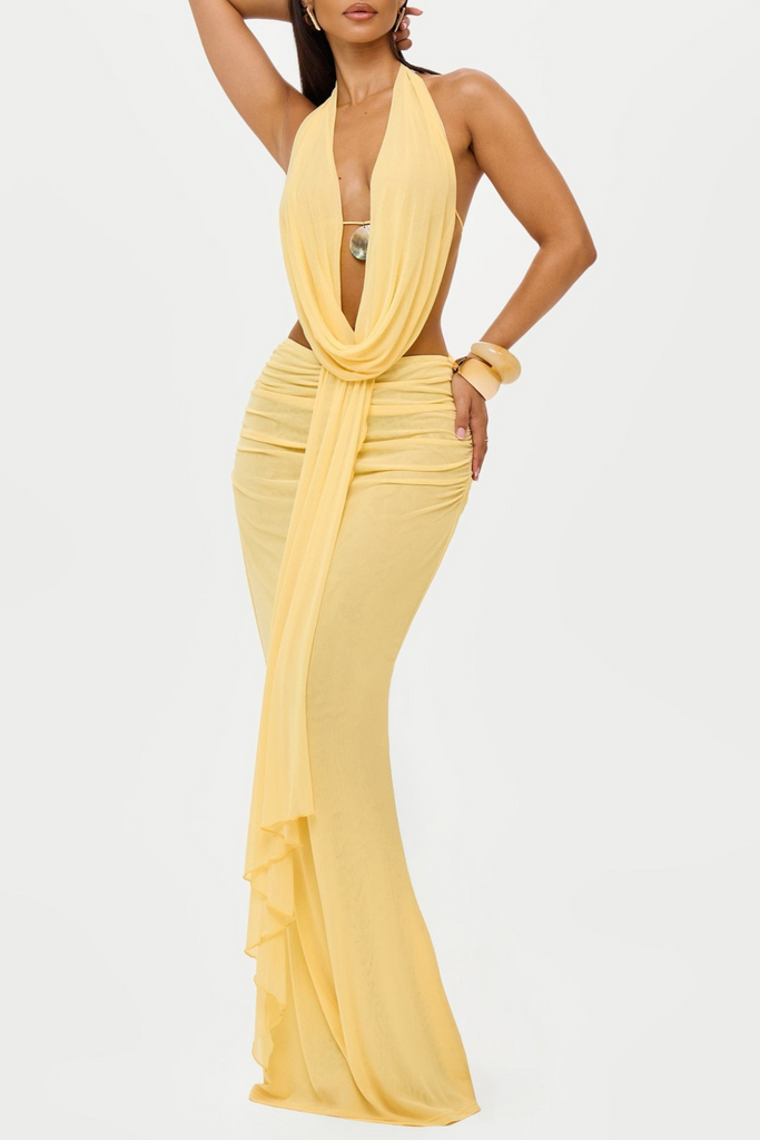 Shop  yellow dress - Perfect for special occasions | Stacy Mesh Shell Top & Skirt Set - Yellow