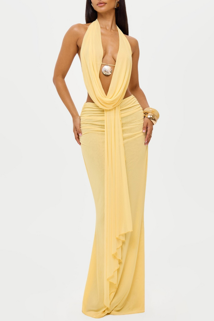 Shop  yellow dress - Perfect for special occasions | Stacy Mesh Shell Top & Skirt Set - Yellow