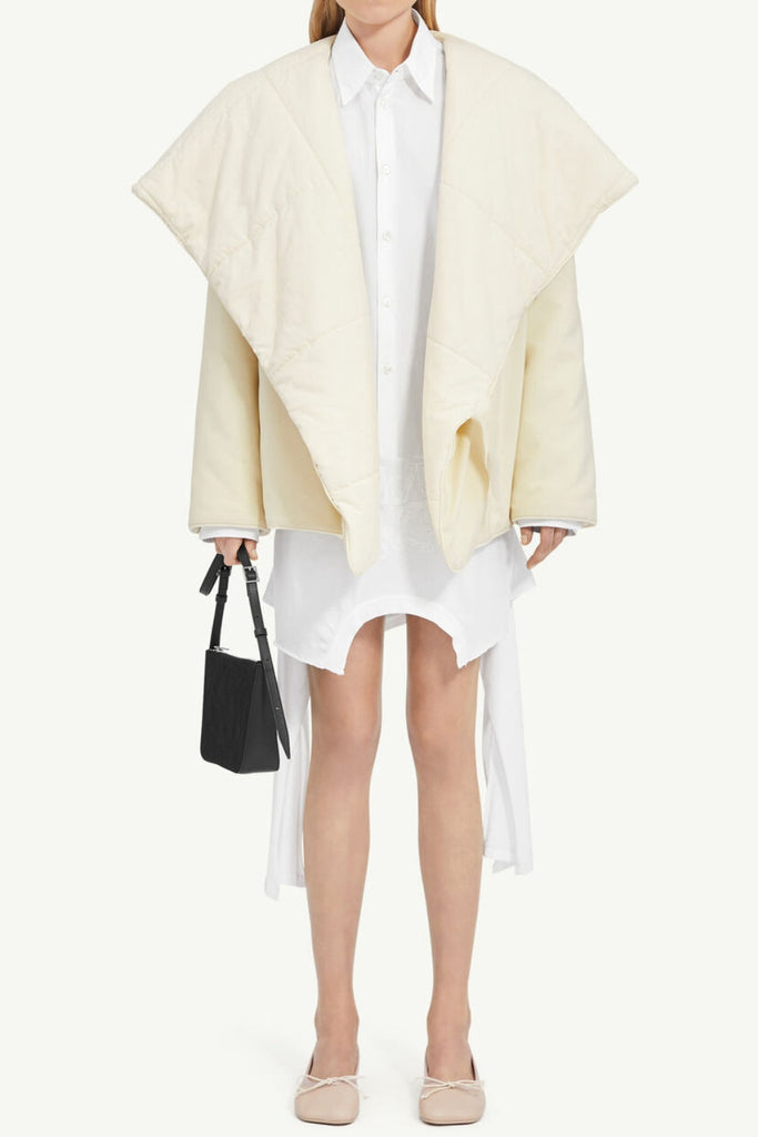 Fern Lapel Padded Jacket - White - Stylish white dress for special occasions | Buy Online