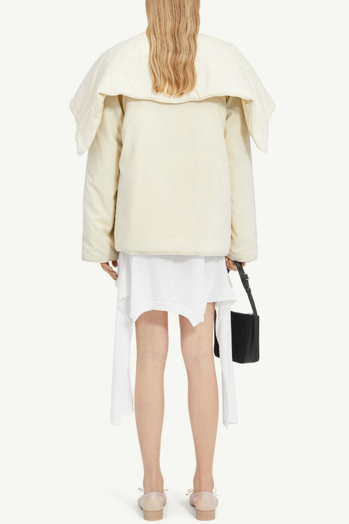 Fern Lapel Padded Jacket - White - Stylish white dress for special occasions | Buy Online