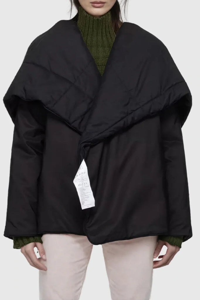 Fern Lapel Padded Jacket - Black - Stylish black dress for special occasions | Buy Online