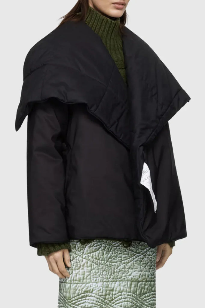 Stylish black dress | Fern Lapel Padded Jacket - Black - Ideal for special occasions