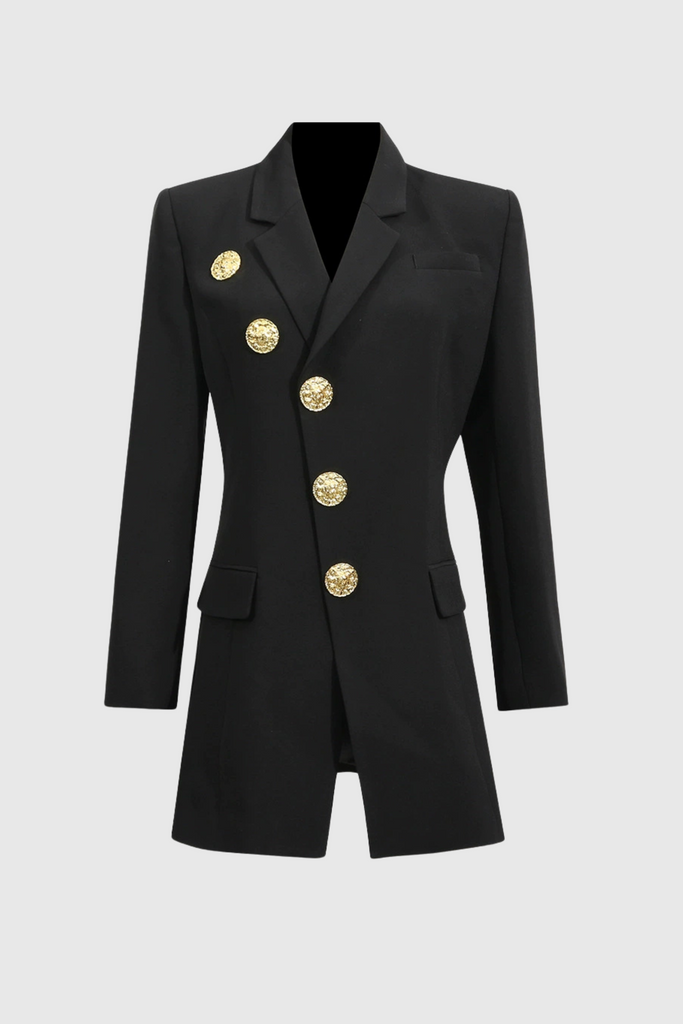 Stylish beautiful dress | Filitsa Asymmetrical Gold Button Blazer - Ideal for special occasions