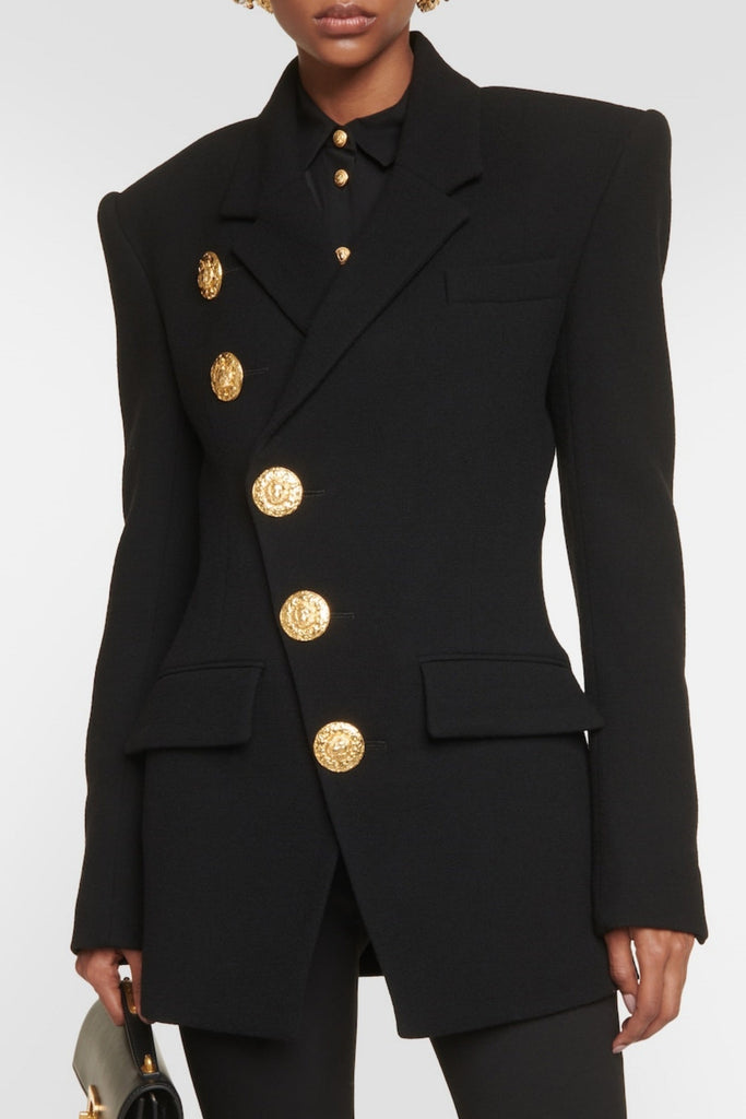 Shop  beautiful dress - Perfect for special occasions | Filitsa Asymmetrical Gold Button Blazer