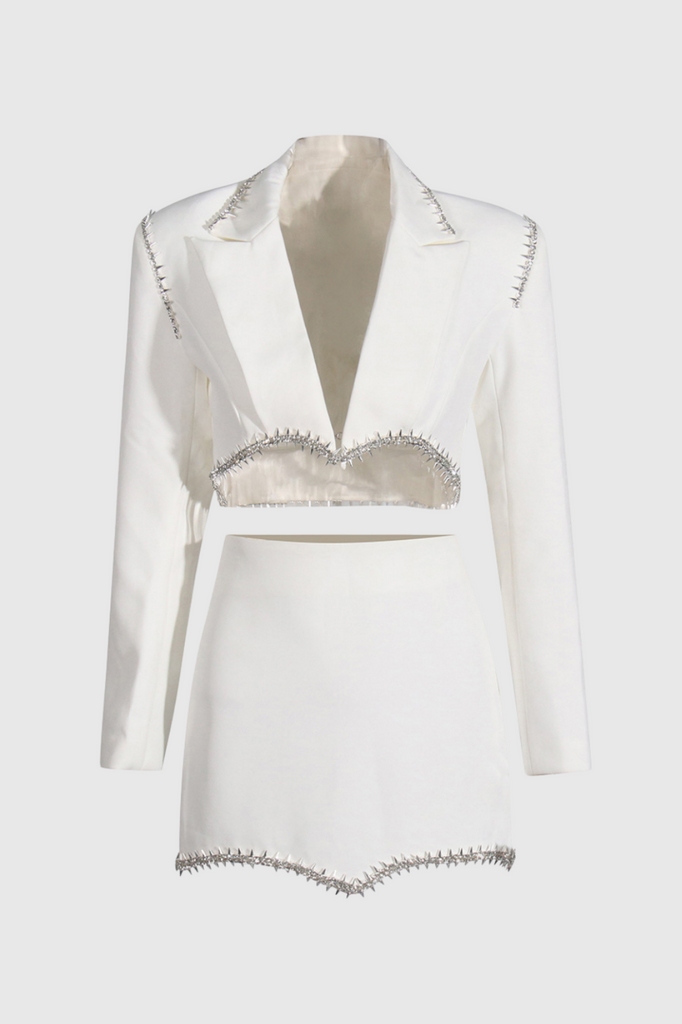 Frederica Crystal-embellished Blazer Set - Stylish red dress for special occasions | Buy Online