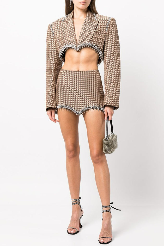 Frederica Crystal-embellished Blazer Set - Stylish red dress for special occasions | Buy Online