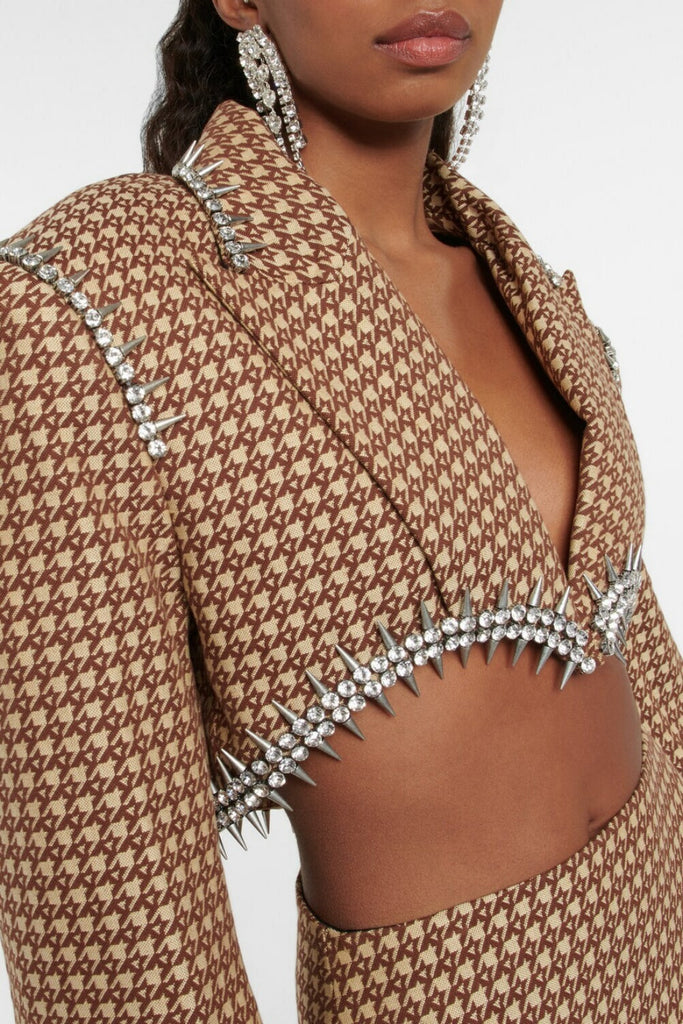 Frederica Crystal-embellished Blazer Set - Stylish red dress for special occasions | Buy Online