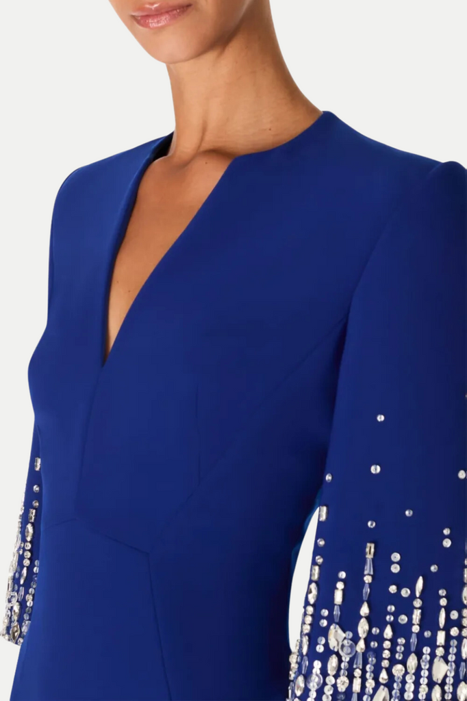 Fulia Diamante Embellished Midi Dress - Blue - Stylish blue dress for special occasions | Buy Online